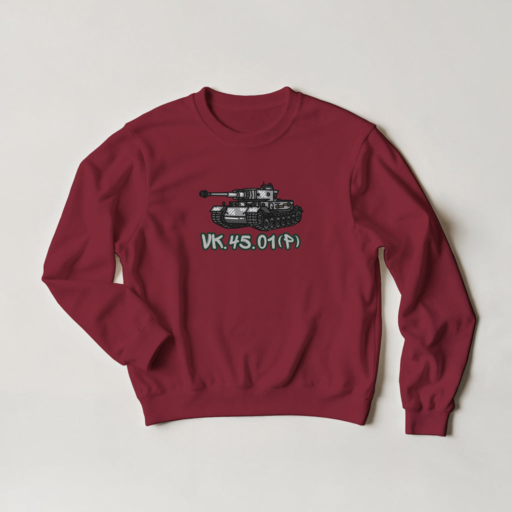 VK.45.01 P Prototype Tank Sweater | WWII German Heavy Tank Graphic Cartoon Sweatshirt | Military History Buff Gift Panzer Apparel Top