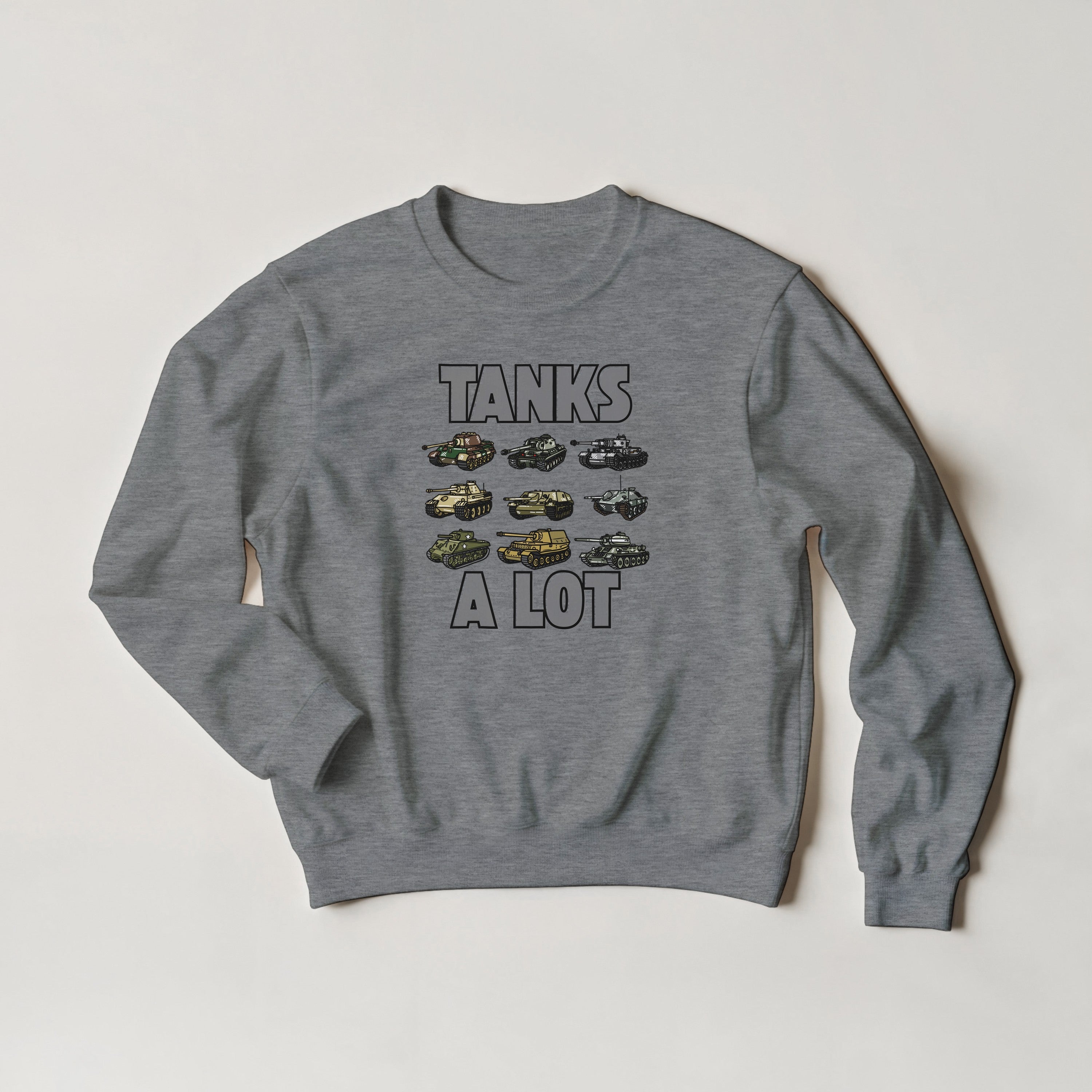 Tanks A Lot Sweater | WWII Military Armor Crewneck | Panzer Sherman Tank Sweatshirt | World War 2 History Gift | Tracked Vehicle Clothing