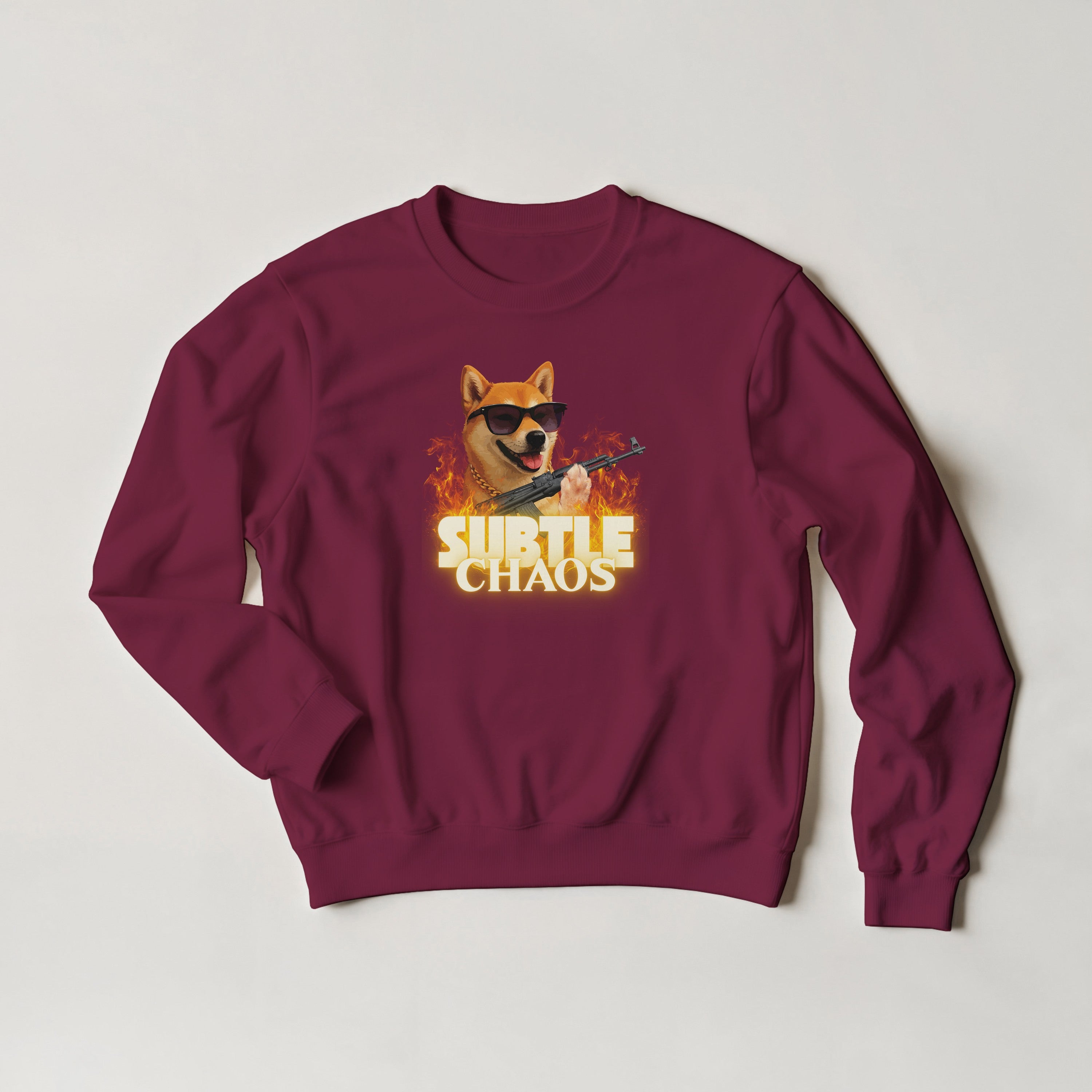 Funny Tactical Dog Sweater | Shiba Inu AK47 Meme Crewneck | Military Meme Apparel