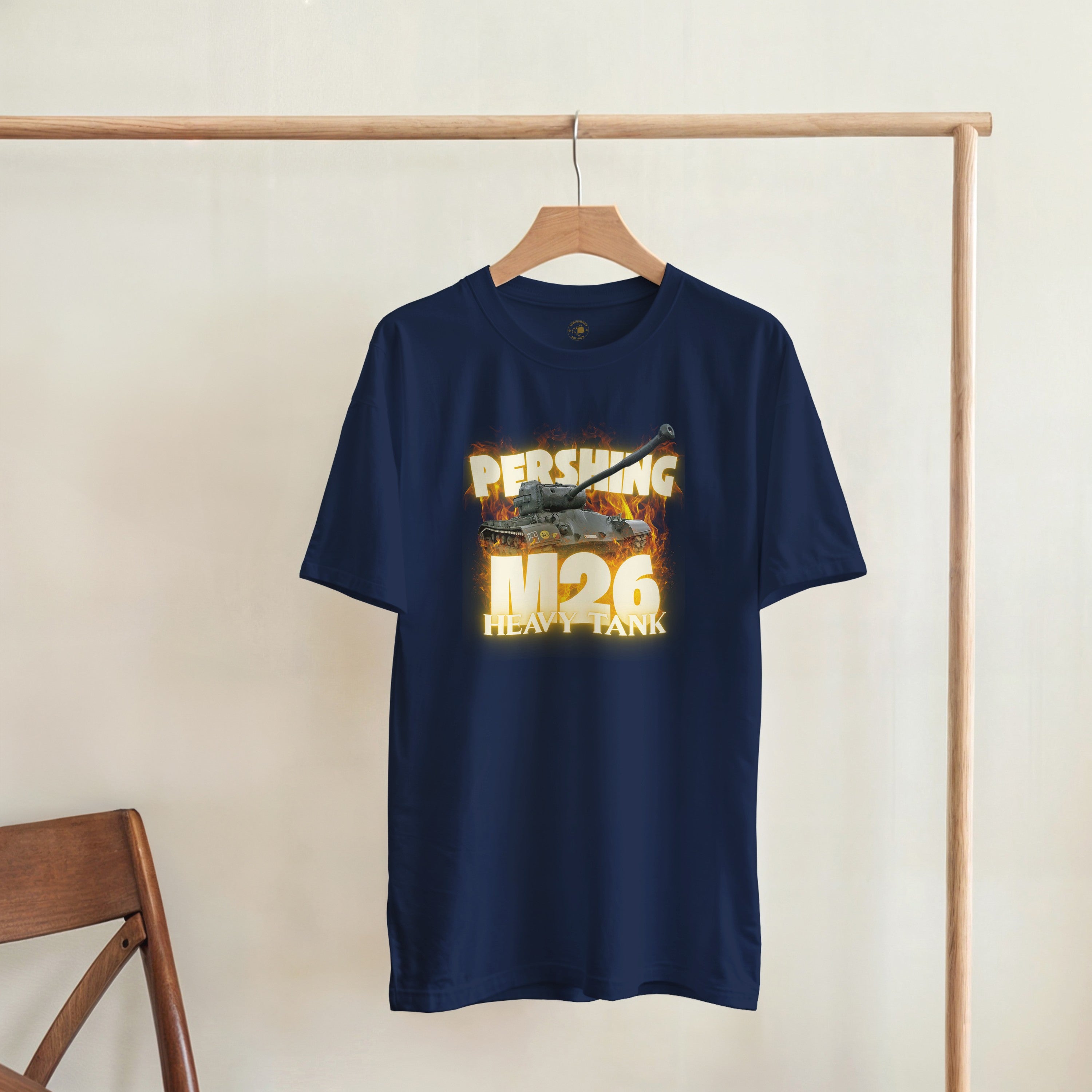M26 Pershing Heavy Tank T-Shirt | US Army WW2 Military Armor Streetwear Graphic Tee | Heavyweight Historical Tank Model Fan Gift Apparel