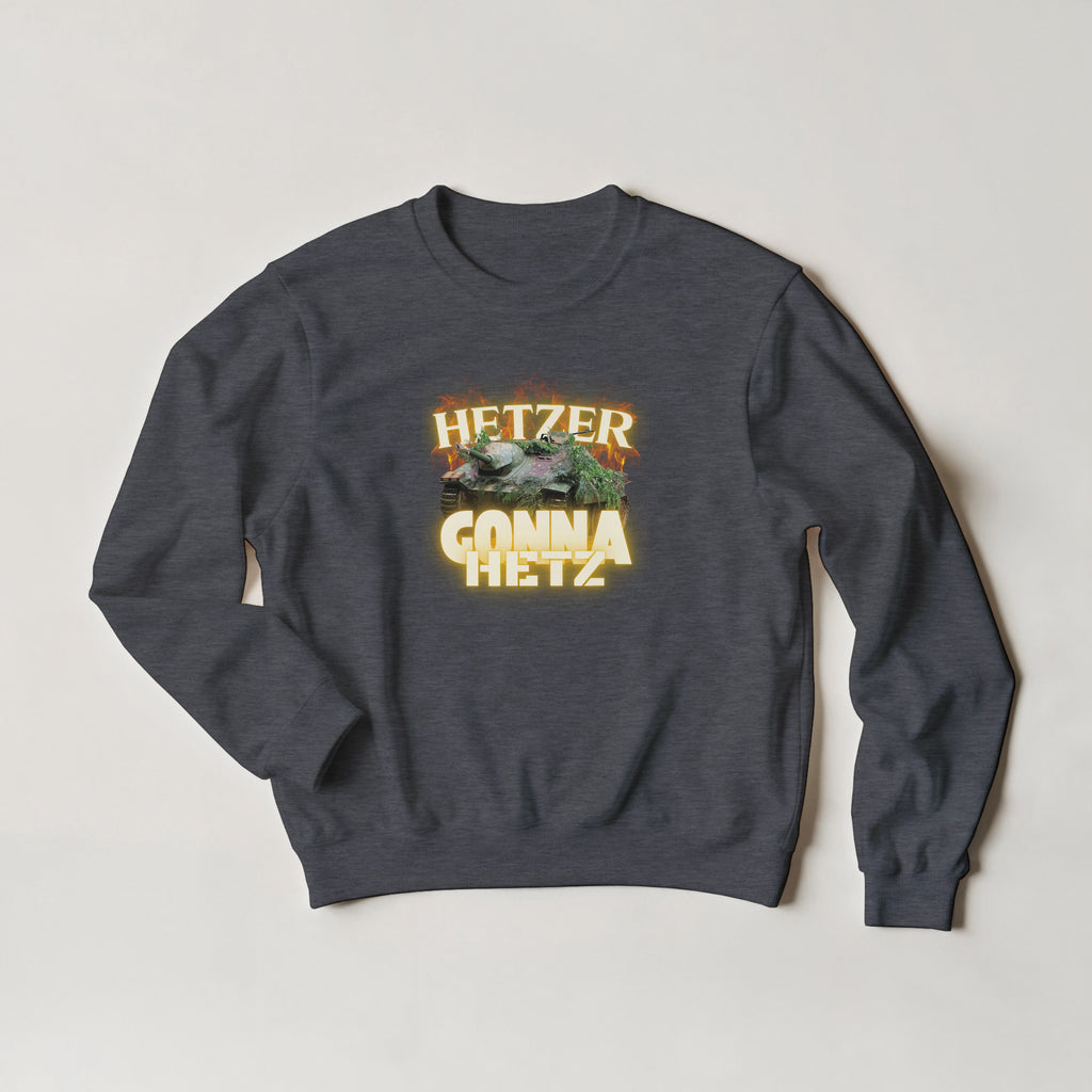 Hetzer Gonna Hetz WW2 Tank Sweater | Funny German Jagdpanzer Crewneck Sweatshirt | World War 2 Military History Buff Pullover