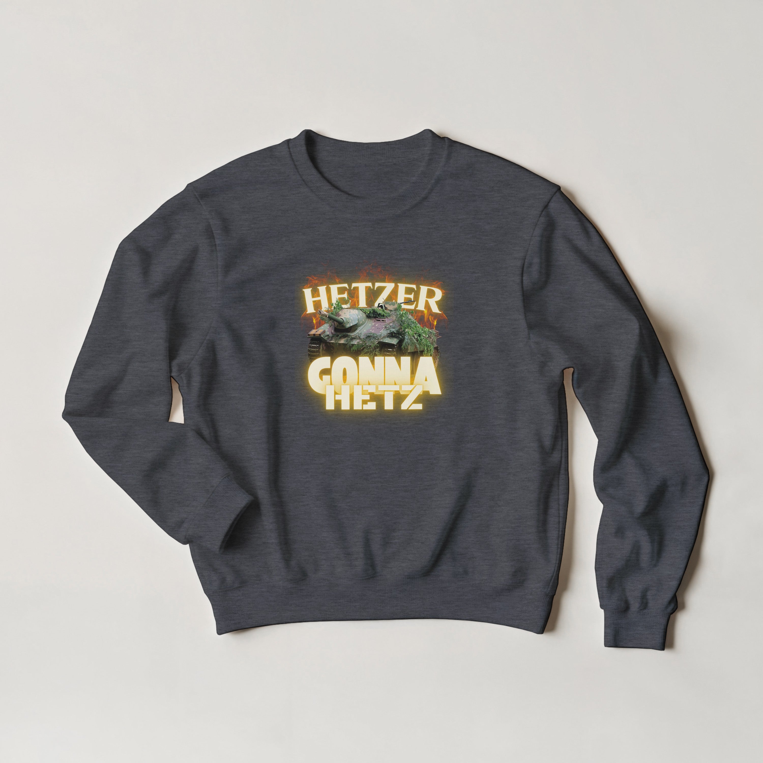 Hetzer Gonna Hetz WW2 Tank Sweater | Funny German Jagdpanzer Crewneck Sweatshirt | World War 2 Military History Buff Pullover