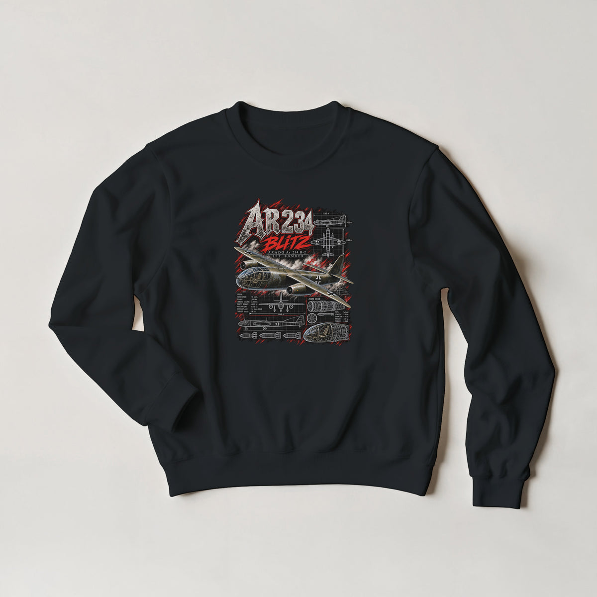 Arado Ar 234 Blitz Sweater – WWII Aircraft German Jet Bomber Aviation Crewneck