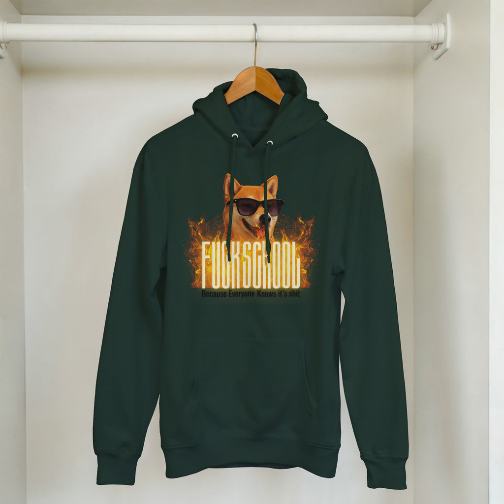 Fuck School Sweater | Funny Shiba Inu Meme Crewneck | Sarcastic Student Streetwear