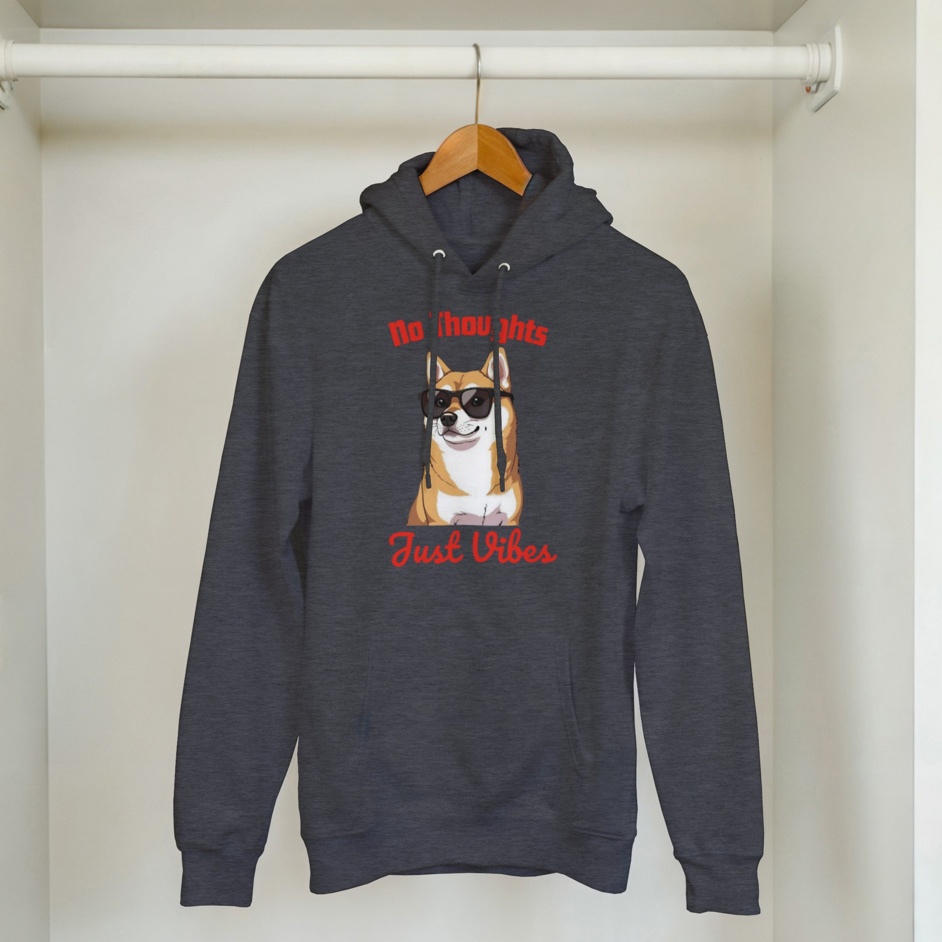 No Thoughts Just Vibes Dog Hoodie | Shiba Inu Meme Pullover | Funny Aesthetic Gift