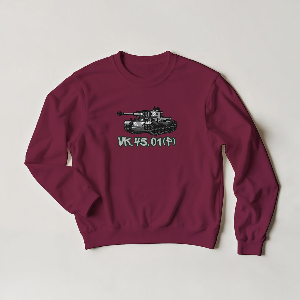 VK.45.01 P Prototype Tank Sweater | WWII German Heavy Tank Graphic Cartoon Sweatshirt | Military History Buff Gift Panzer Apparel Top