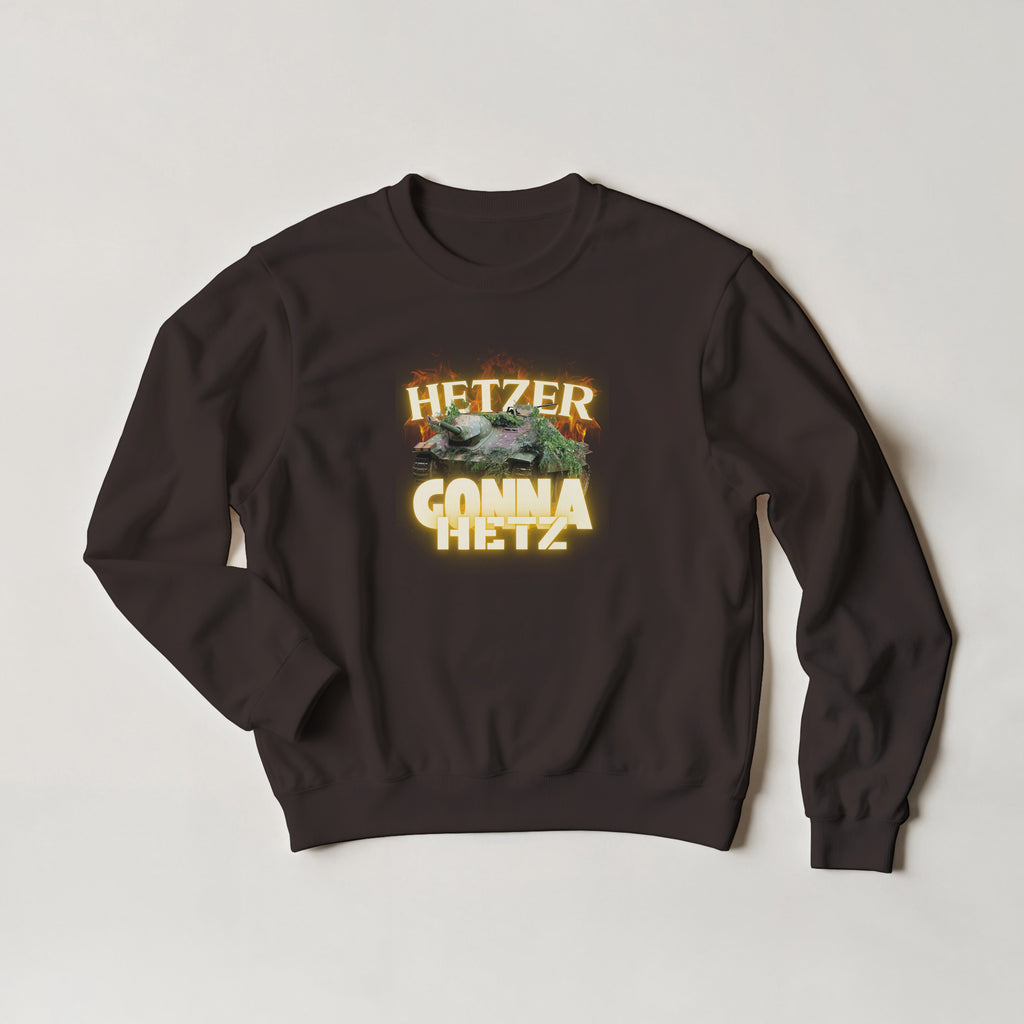 Hetzer Gonna Hetz WW2 Tank Sweater | Funny German Jagdpanzer Crewneck Sweatshirt | World War 2 Military History Buff Pullover