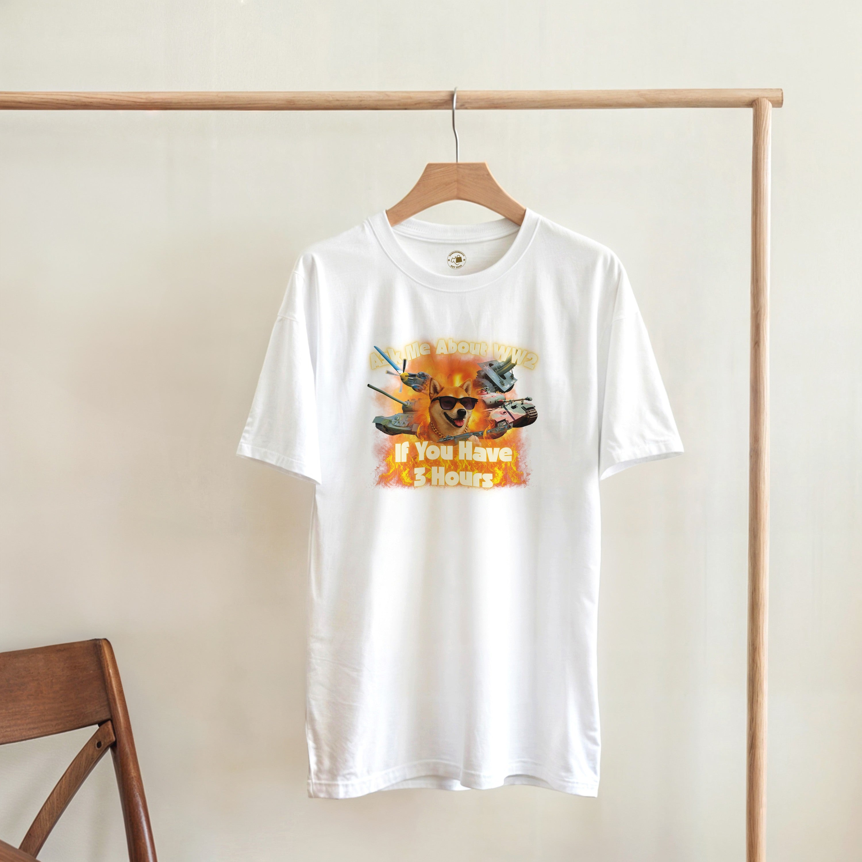 Ask Me About WW2 Shirt | Vintage Military Meme Tee | Tank History Buff Gift