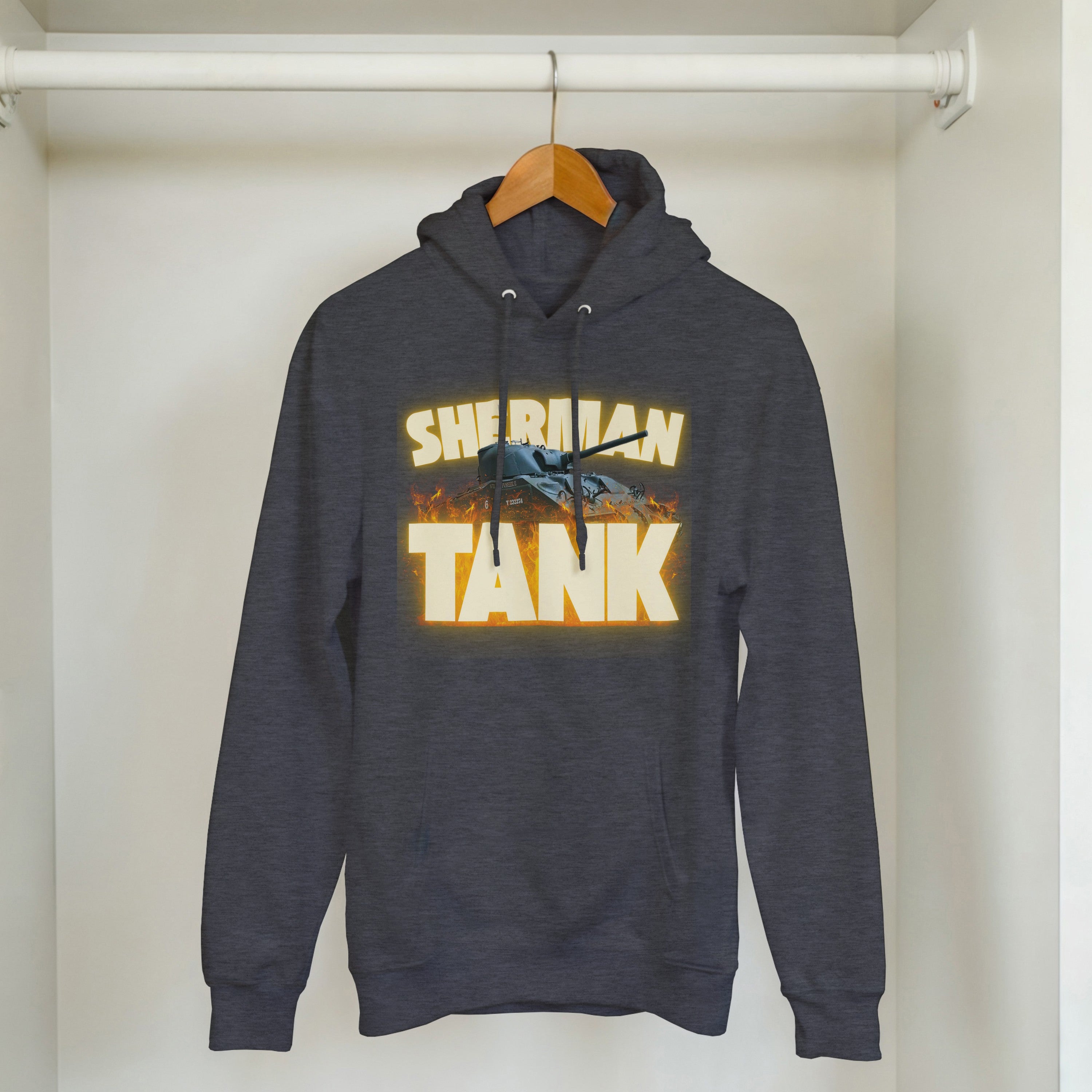 Sherman Tank Graphic Hoodie | WWII US Army Medium Armor Pullover | Military History Gift