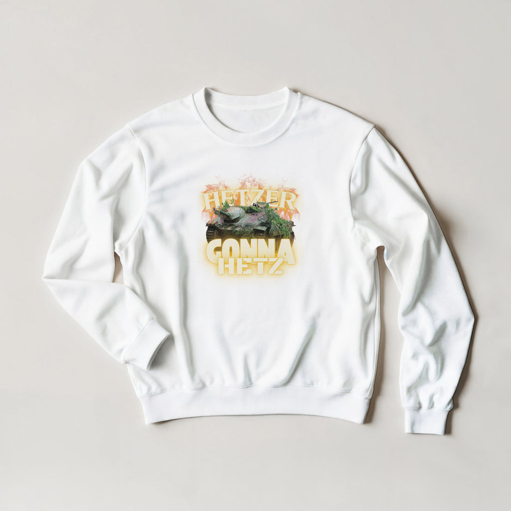 Hetzer Gonna Hetz WW2 Tank Sweater | Funny German Jagdpanzer Crewneck Sweatshirt | World War 2 Military History Buff Pullover