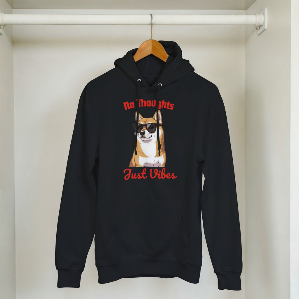 No Thoughts Just Vibes Dog Hoodie | Shiba Inu Meme Pullover | Funny Aesthetic Gift