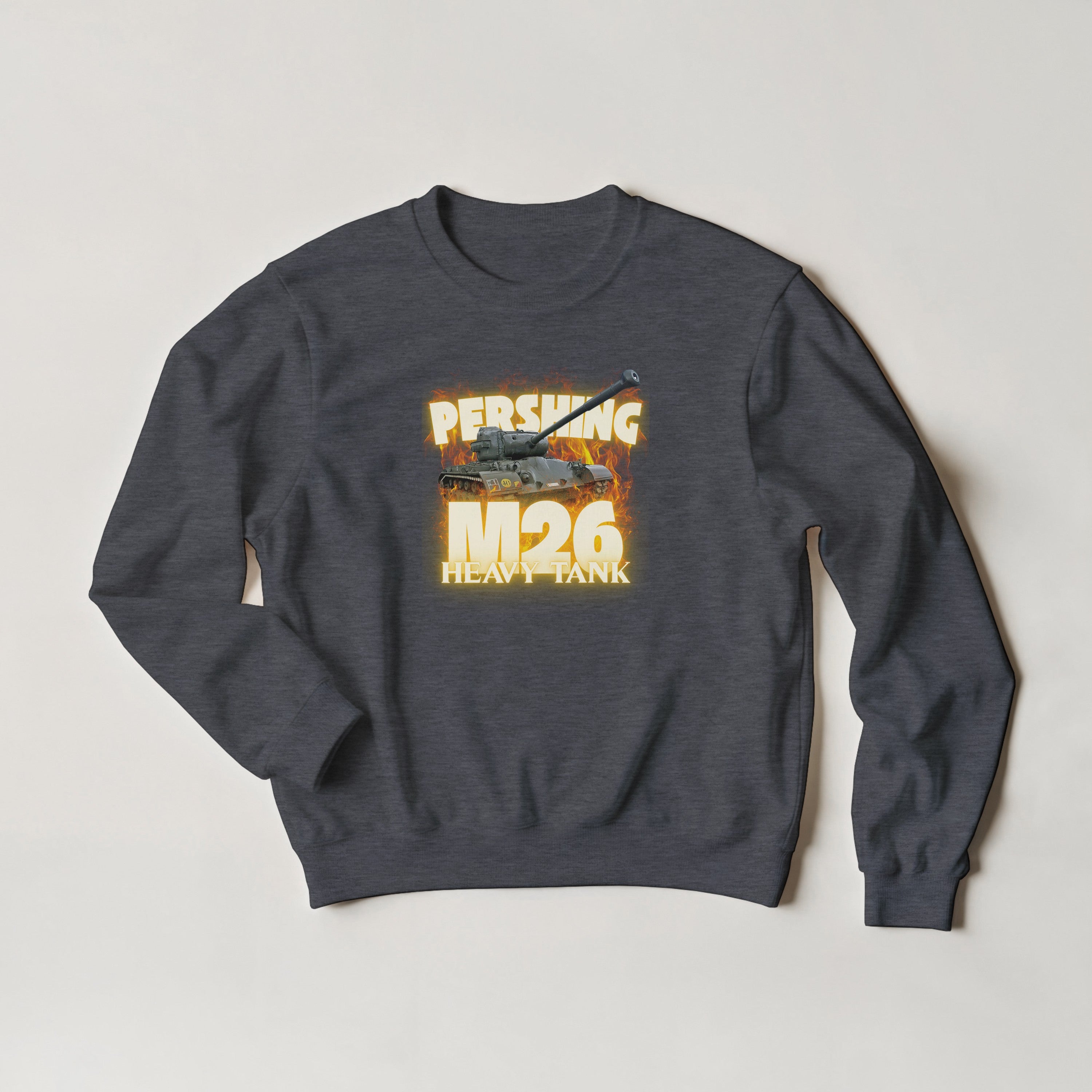 M26 Pershing Heavy Tank Crewneck | US Army WW2 Military Armor Streetwear Sweatshirt | Heavyweight Historical Tank Model Gift Apparel