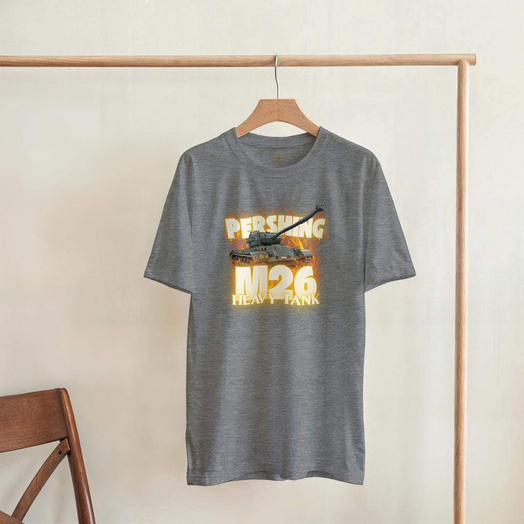 M26 Pershing Heavy Tank T-Shirt | US Army WW2 Military Armor Streetwear Graphic Tee | Heavyweight Historical Tank Model Fan Gift Apparel