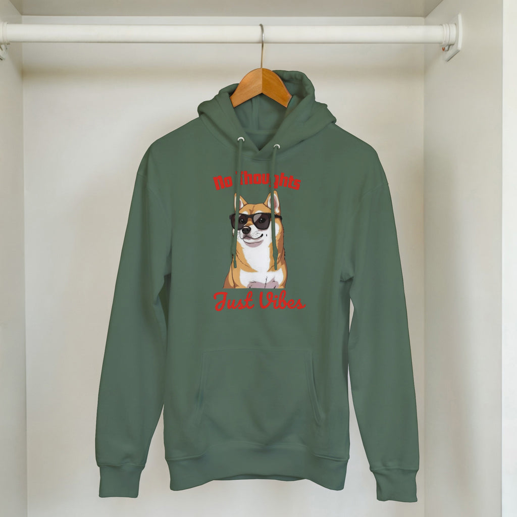 No Thoughts Just Vibes Dog Hoodie | Shiba Inu Meme Pullover | Funny Aesthetic Gift