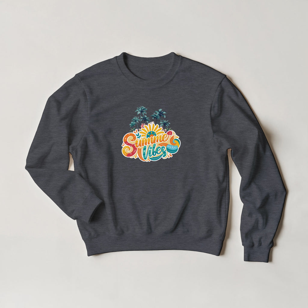 Summer Vibes Retro Palm Tree Sweater | Beach Crewneck | Vintage Sunset Aesthetic Gift
