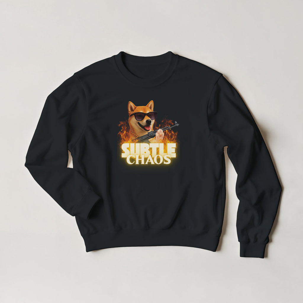Funny Tactical Dog Sweater | Shiba Inu AK47 Meme Crewneck | Military Meme Apparel
