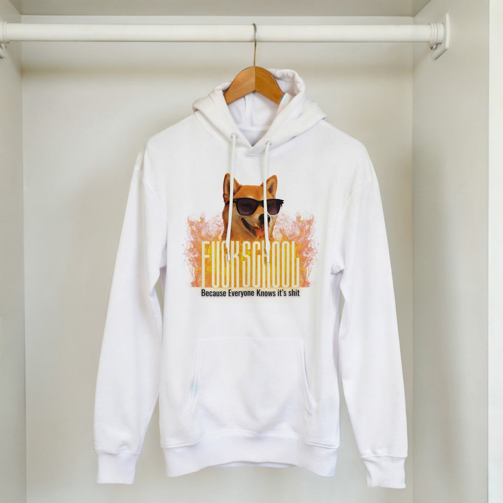 Fuck School Sweater | Funny Shiba Inu Meme Crewneck | Sarcastic Student Streetwear