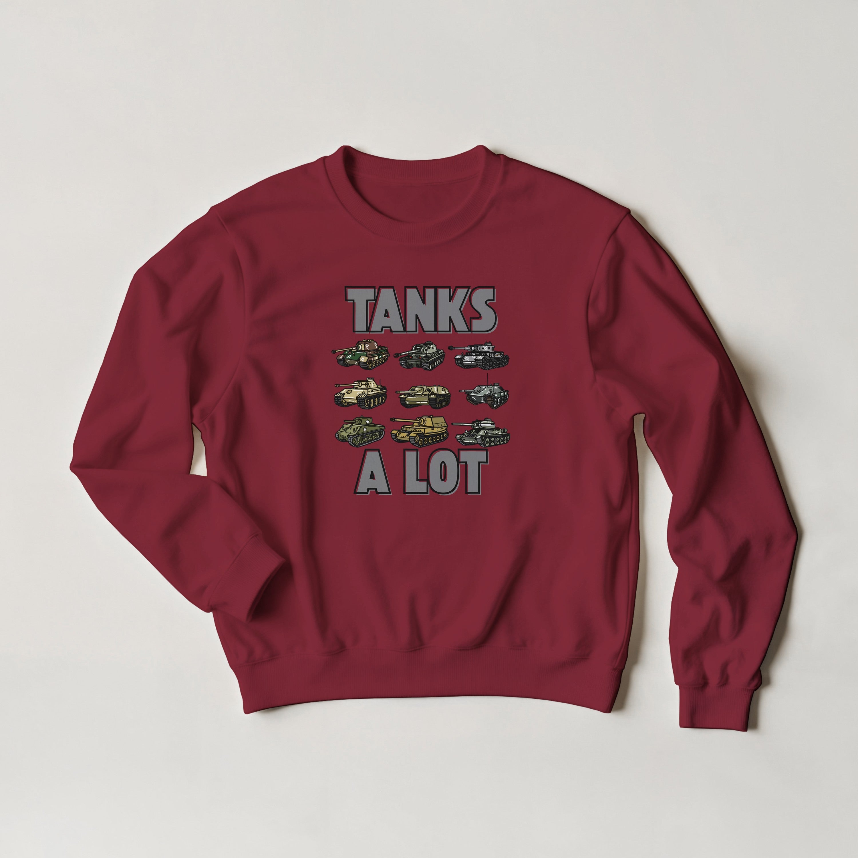 Tanks A Lot Sweater | WWII Military Armor Crewneck | Panzer Sherman Tank Sweatshirt | World War 2 History Gift | Tracked Vehicle Clothing