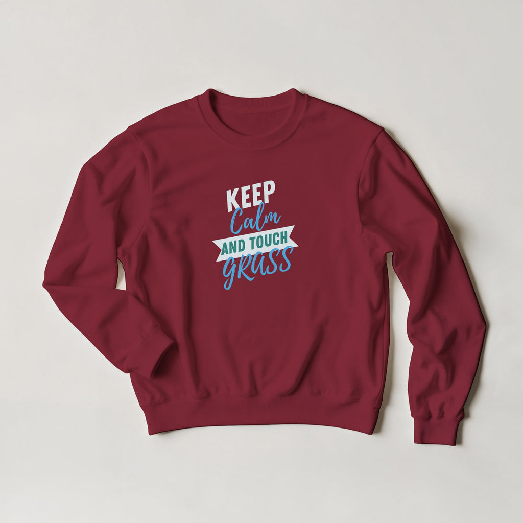Touch Grass Sweater | Funny Dog Nature Crewneck | Cozy Graphic Sweatshirt | Streetwear Meme Clothing | Aesthetic Unisex Pullover