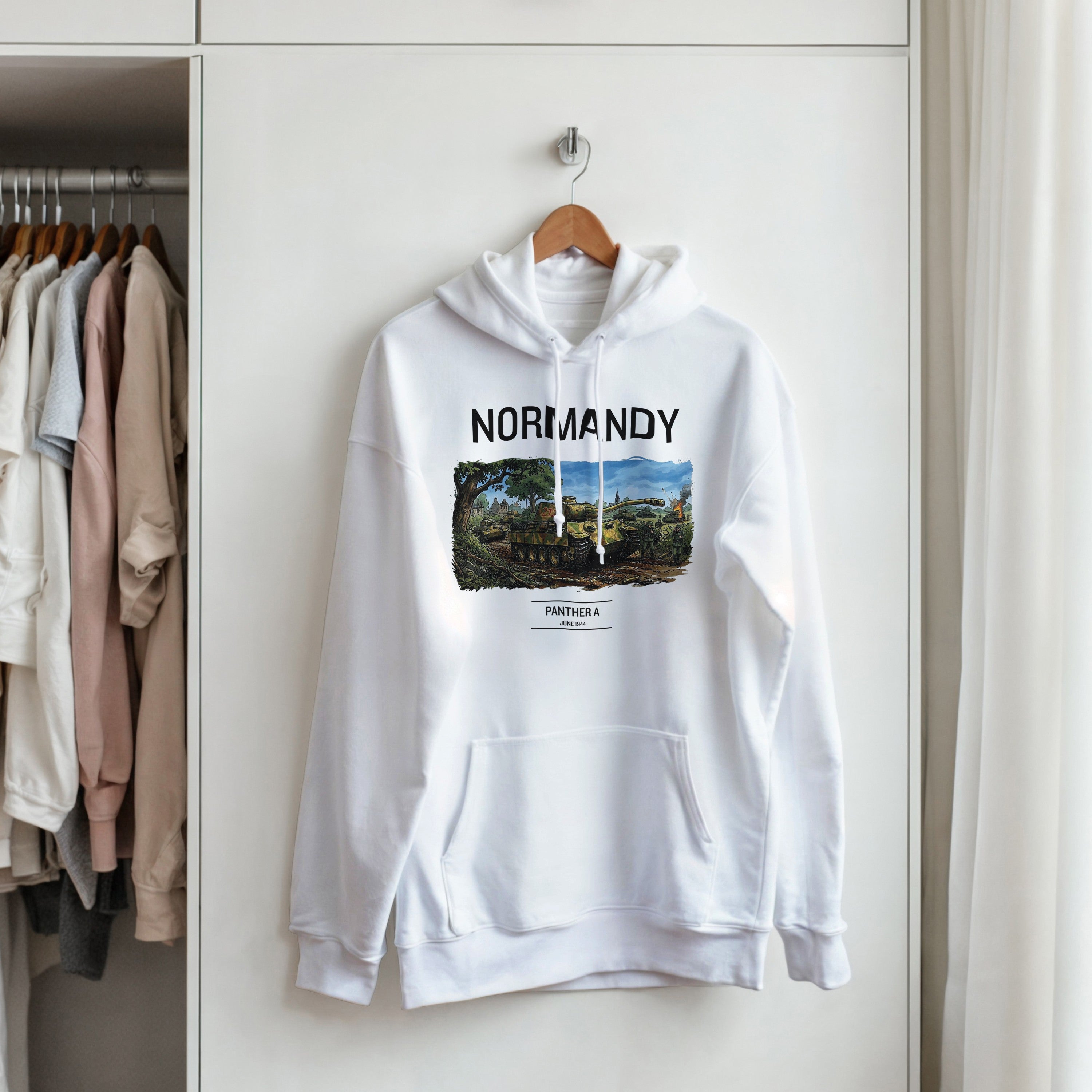 Normandy 1944 Panther A Tank Hoodie | German Panzer WW2 Military Pull-Over | World War II History Gift | Vintage Streetwear Armour Hooded