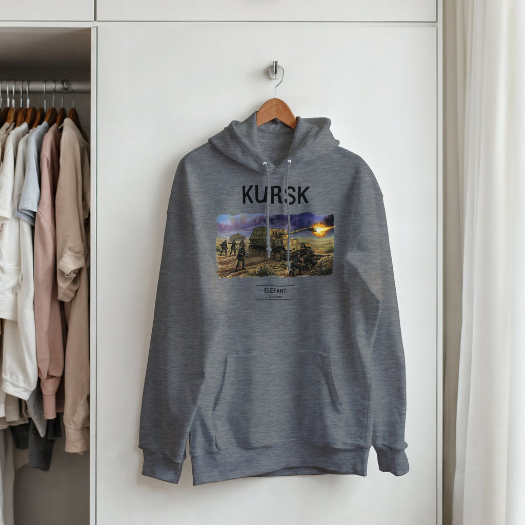 Kursk Elefant Tank Hoodie | WW2 German Panzer Hooded Sweatshirt | Military History Graphic Pullover | World War 2 Streetwear | Tank Gift