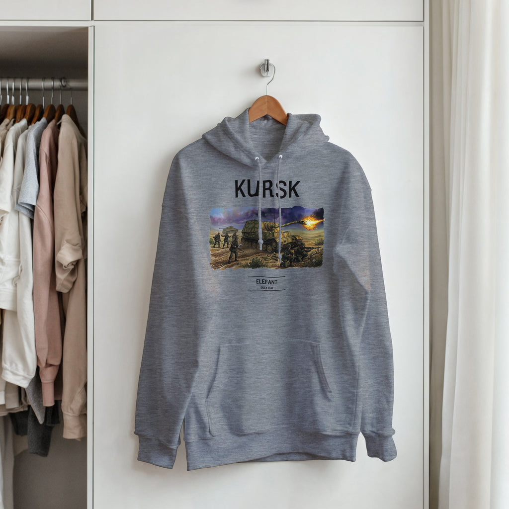 Kursk Elefant Tank Hoodie | WW2 German Panzer Hooded Sweatshirt | Military History Graphic Pullover | World War 2 Streetwear | Tank Gift
