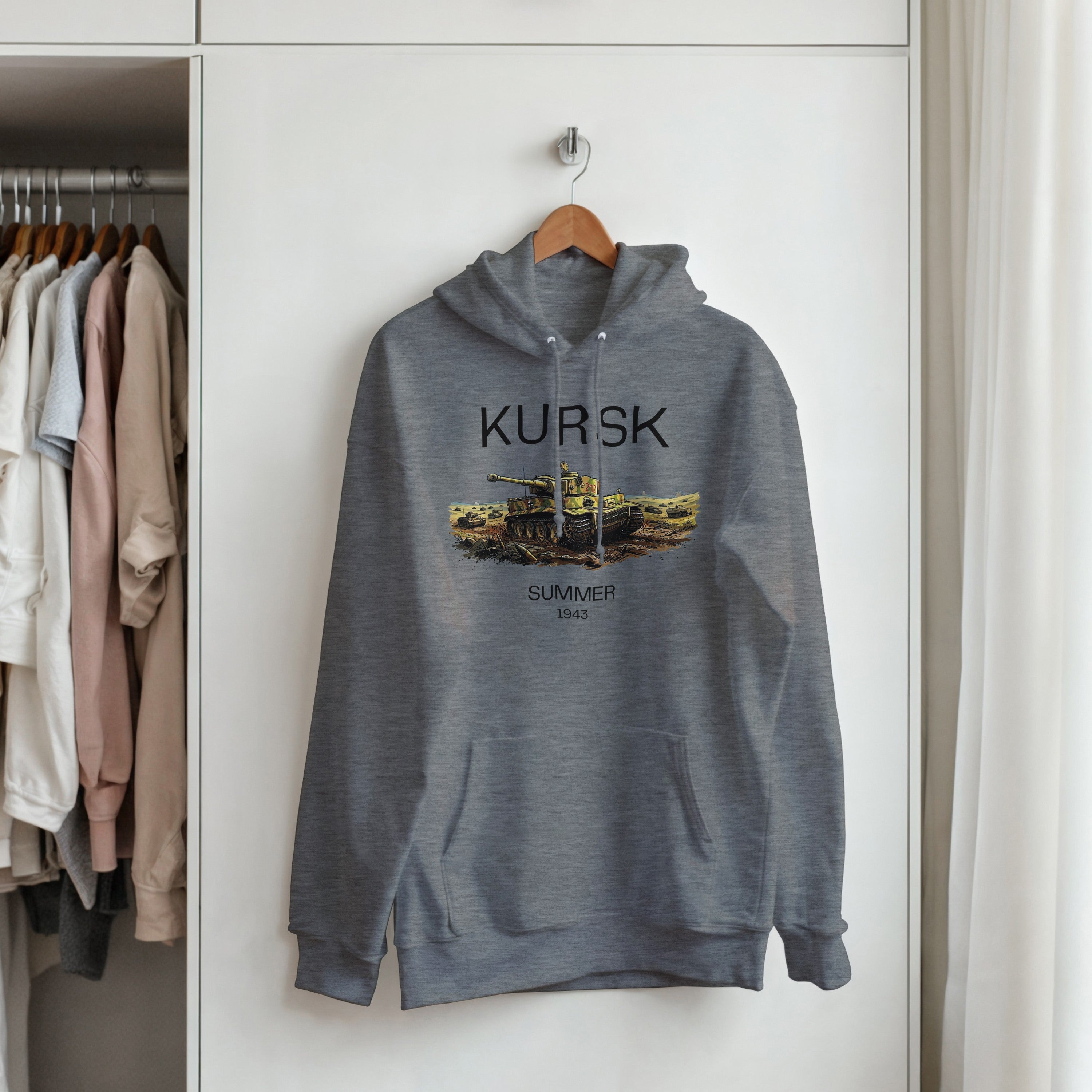 Kursk 1943 Hoodie | Tiger I Tank Graphic Pullover | WW2 Eastern Front Military History Gift