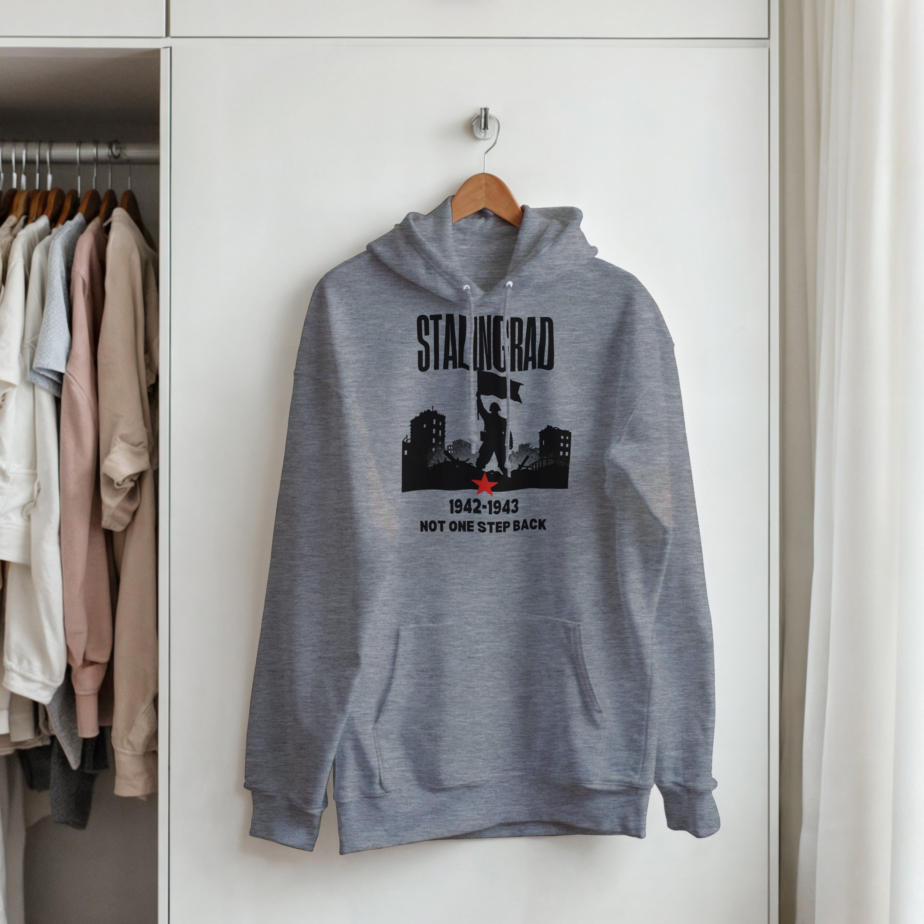 Stalingrad 1942 Hoodie | Soviet Military History Gift | Eastern Front Pullover | Not One Step Back Sweatshirt | WWII Graphic Streetwear