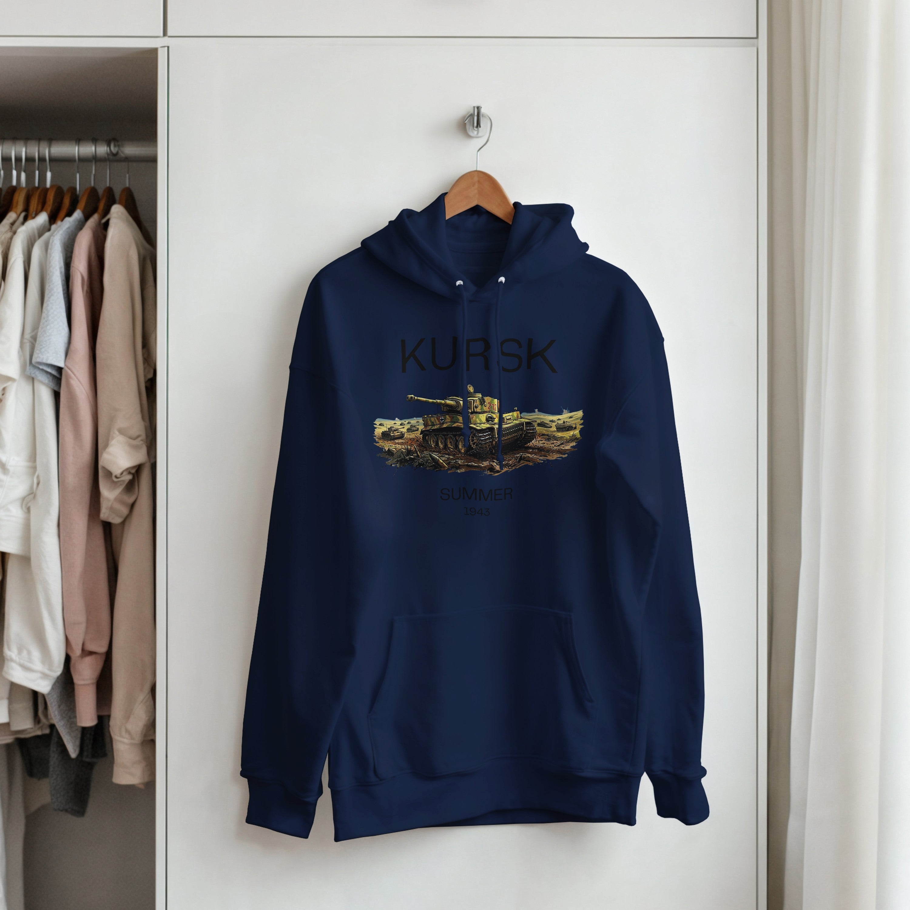 Kursk 1943 Hoodie | Tiger I Tank Graphic Pullover | WW2 Eastern Front Military History Gift