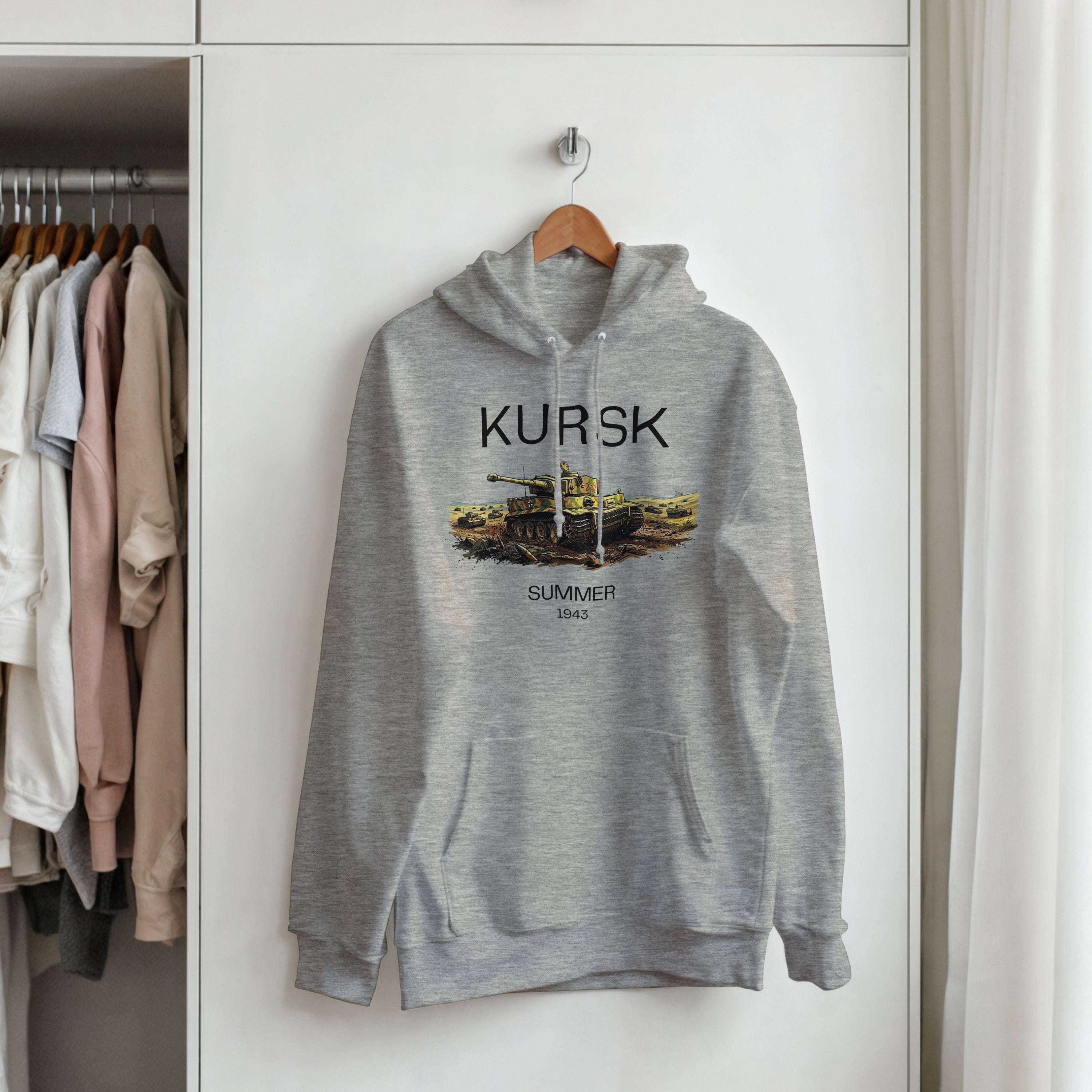 Kursk 1943 Hoodie | Tiger I Tank Graphic Pullover | WW2 Eastern Front Military History Gift