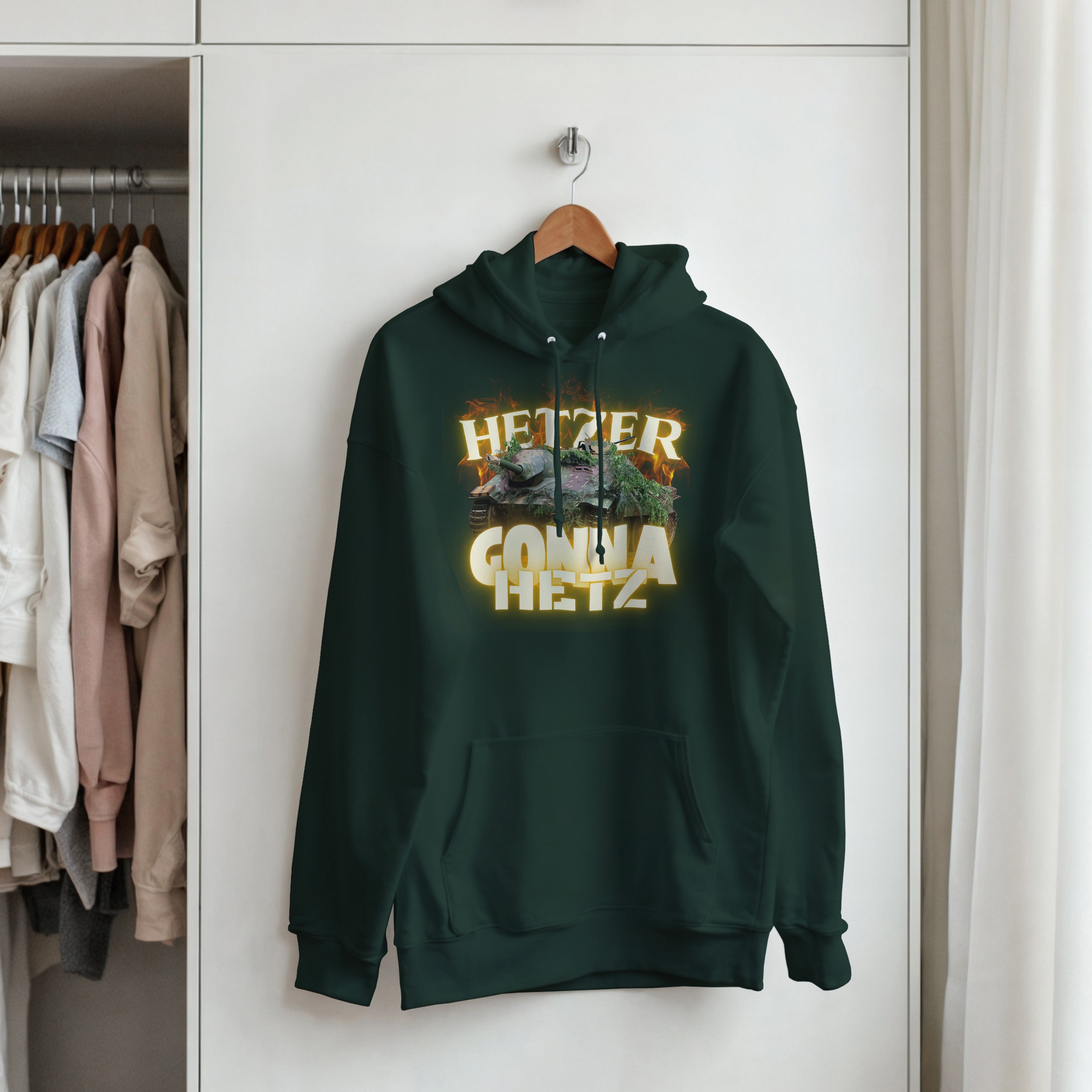 Hetzer Gonna Hetz WW2 Tank Hoodie | Funny German Jagdpanzer Hooded Sweatshirt | World War 2 Military History Buff Pullover