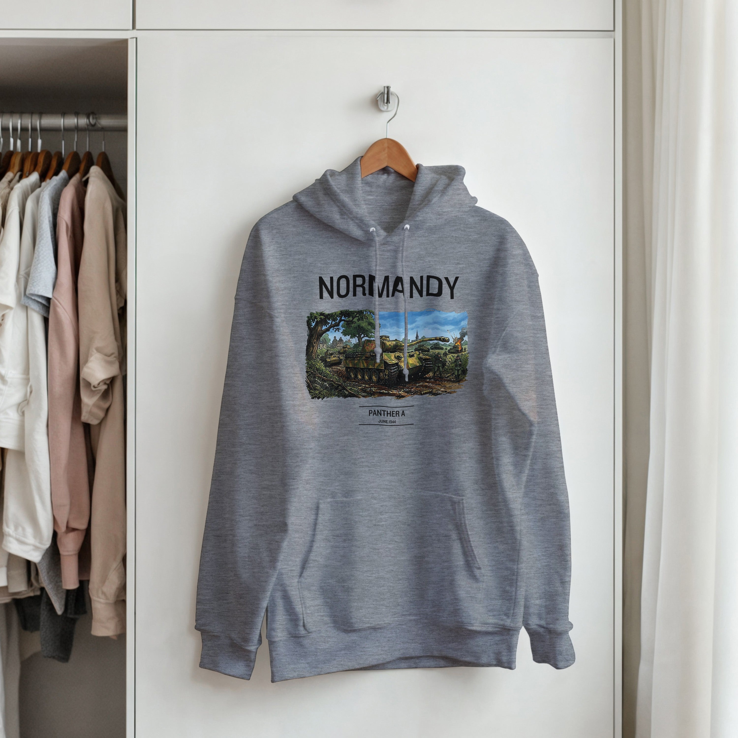 Normandy 1944 Panther A Tank Hoodie | German Panzer WW2 Military Pull-Over | World War II History Gift | Vintage Streetwear Armour Hooded