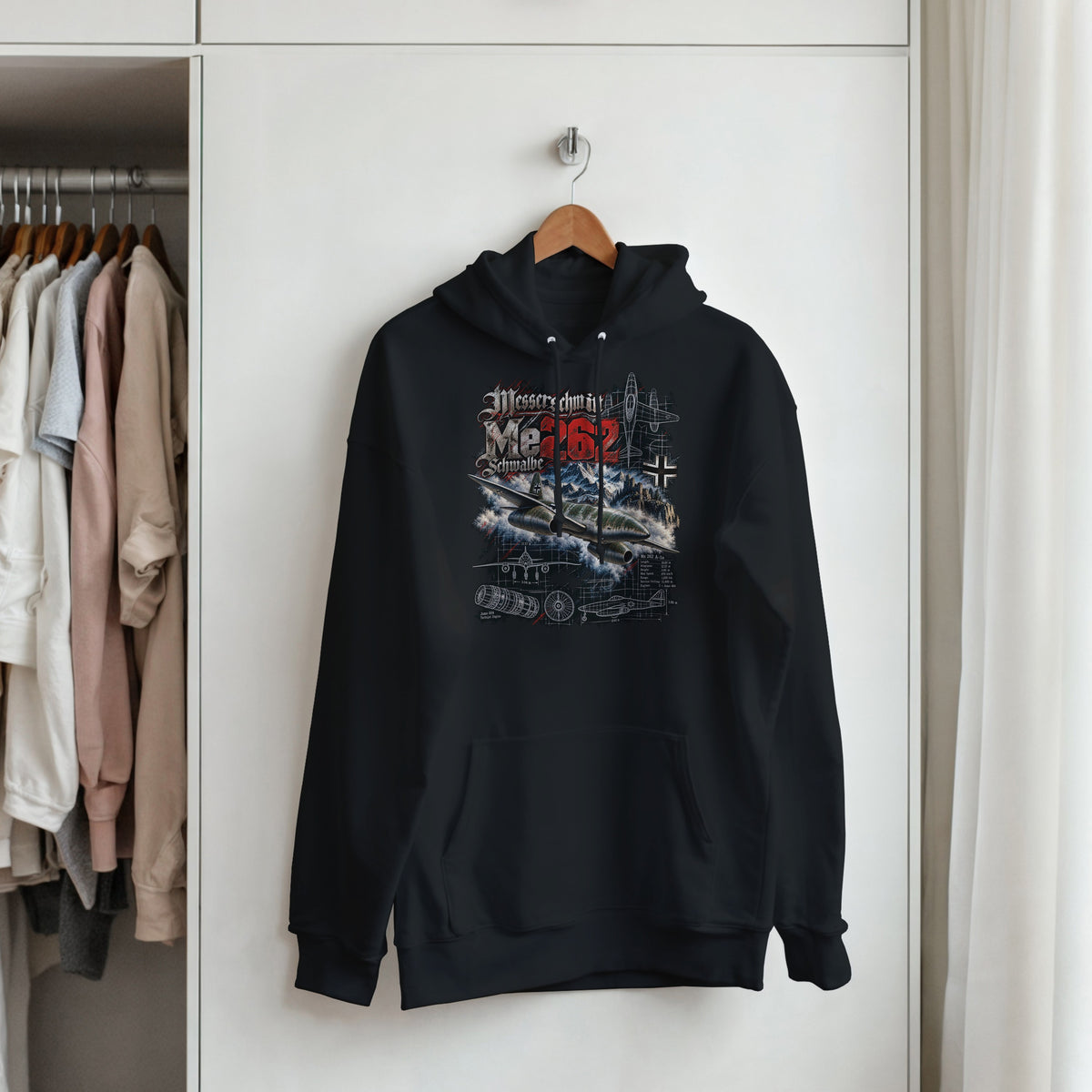 Messerschmitt Me 262 Hoodie – WWII German Jet Fighter Aviation Graphic Pullover Hoodie