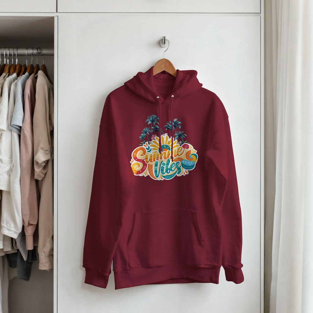 Summer Vibes Retro Palm Tree Hoodie | Beach Pullover | Vintage Sunset Aesthetic Gift