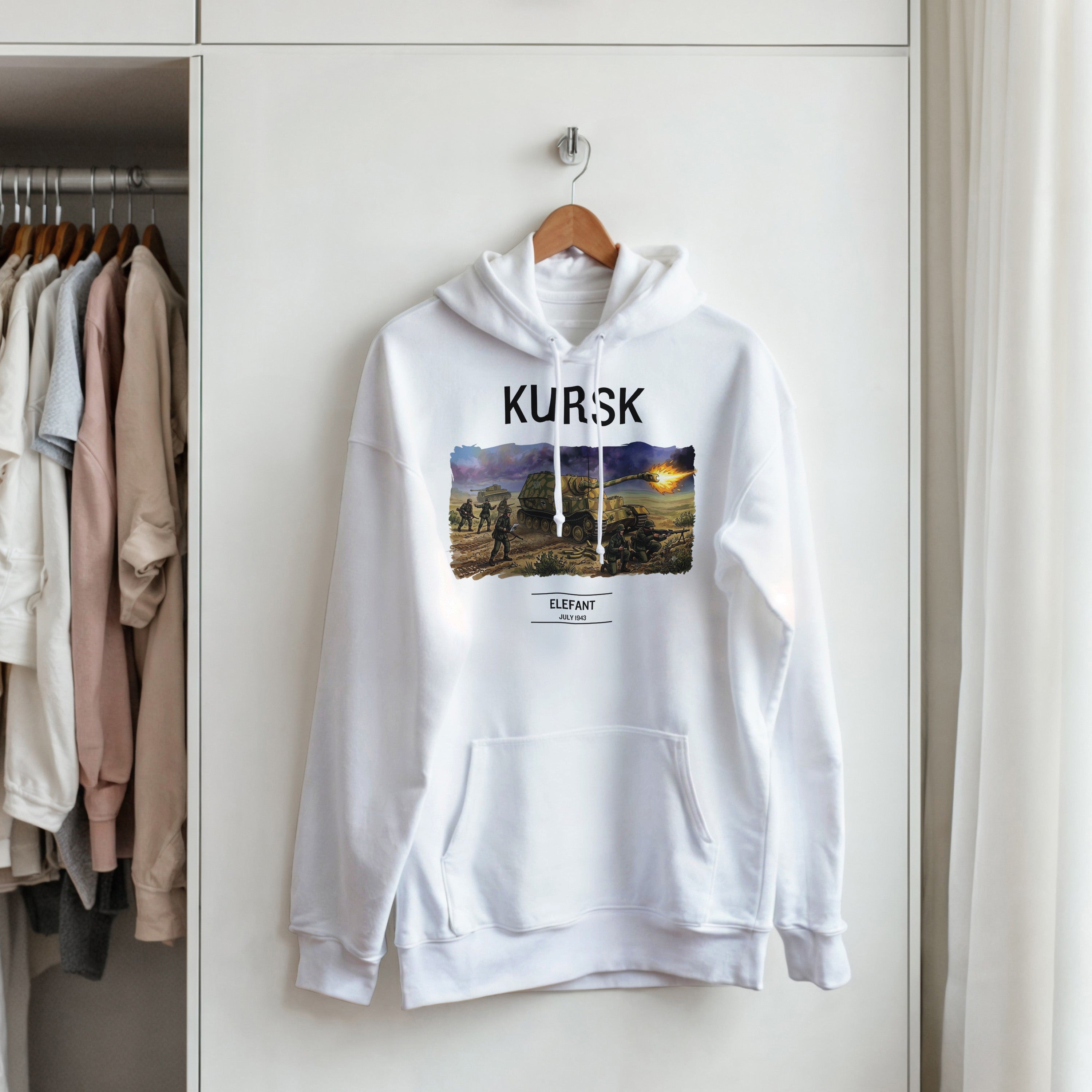 Kursk Elefant Tank Hoodie | WW2 German Panzer Hooded Sweatshirt | Military History Graphic Pullover | World War 2 Streetwear | Tank Gift