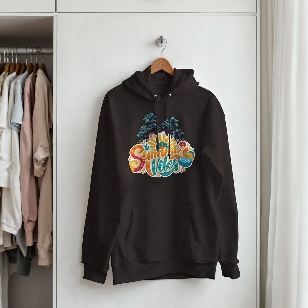 Summer Vibes Retro Palm Tree Hoodie | Beach Pullover | Vintage Sunset Aesthetic Gift