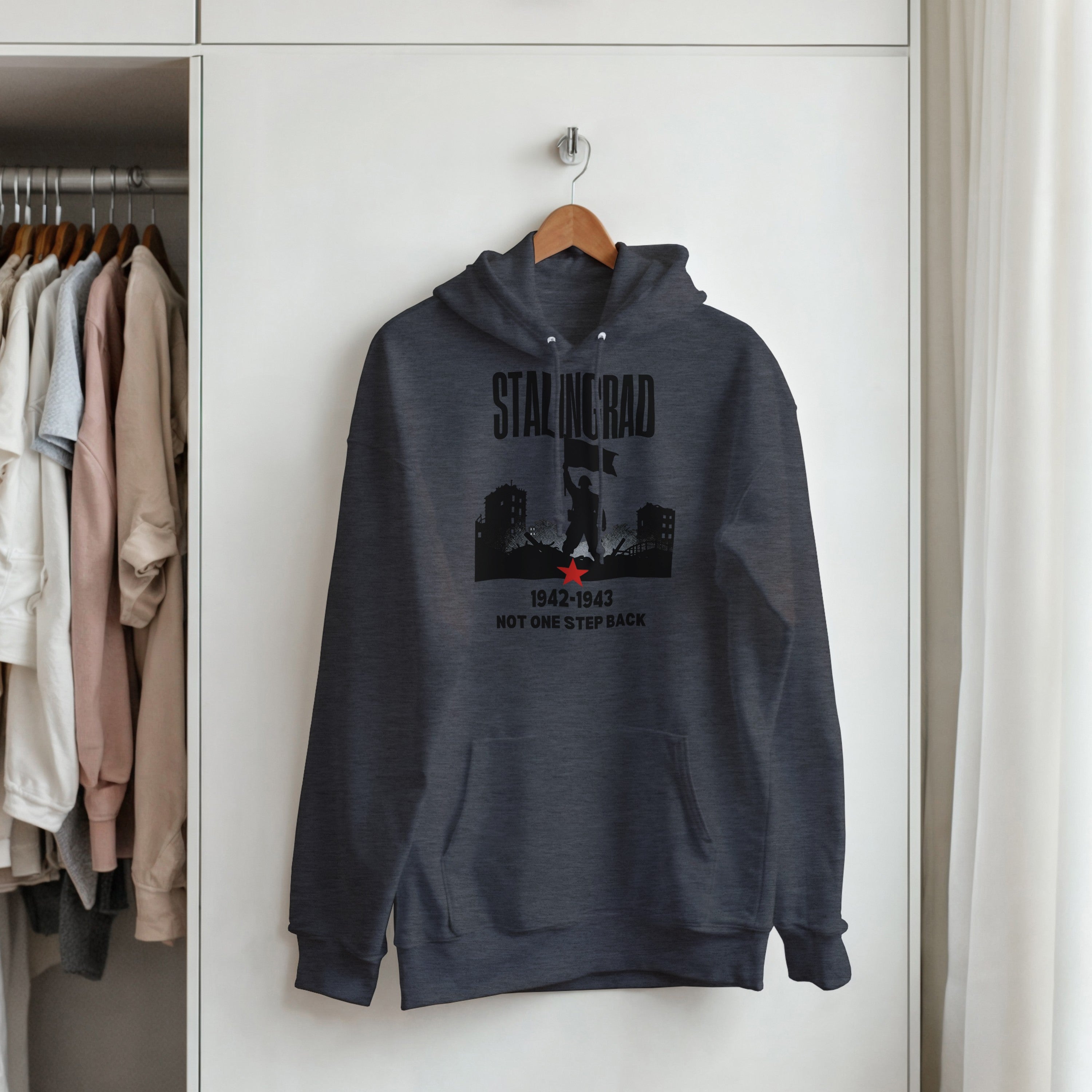Stalingrad 1942 Hoodie | Soviet Military History Gift | Eastern Front Pullover | Not One Step Back Sweatshirt | WWII Graphic Streetwear