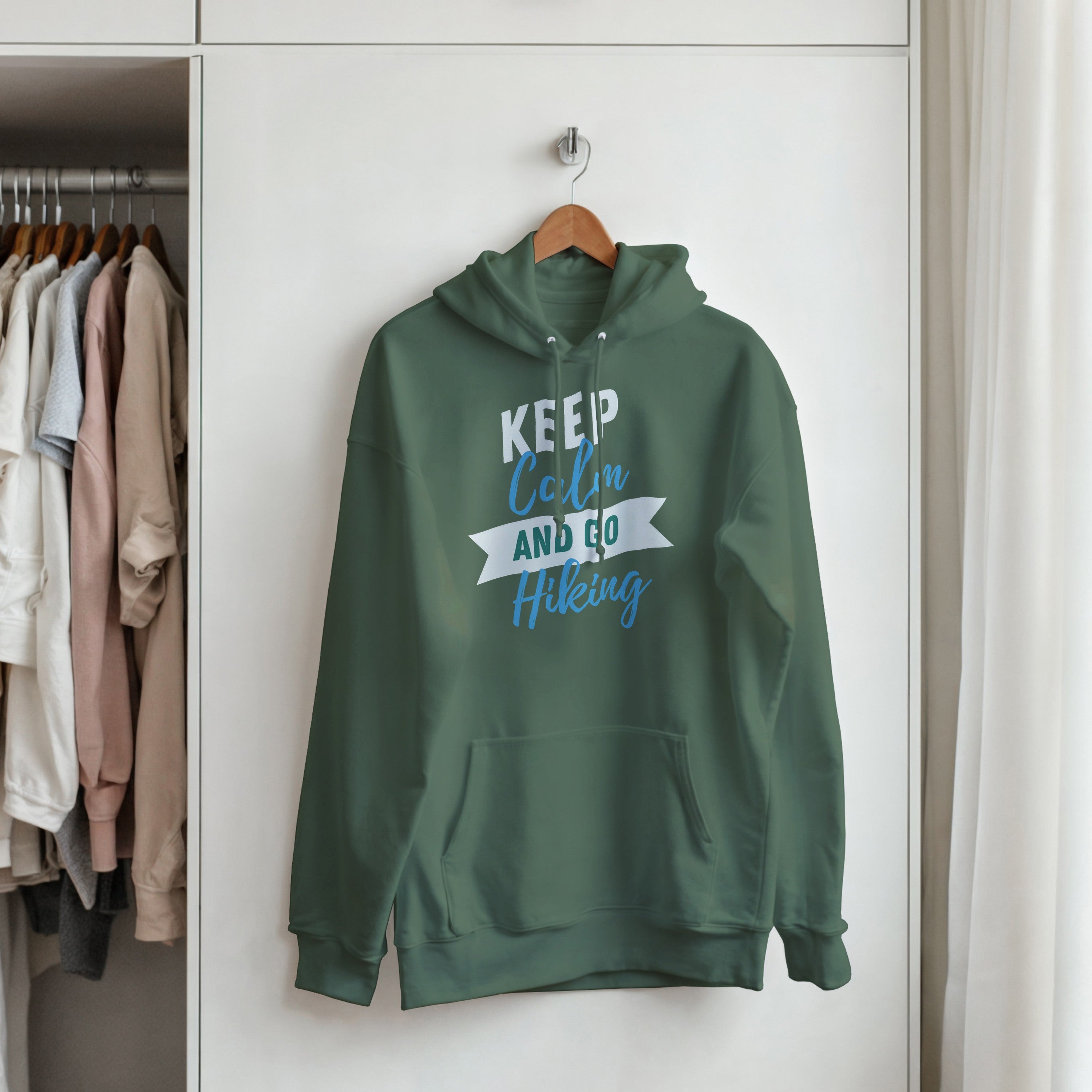 Keep Calm and Go Hiking Hoodie | Outdoor Graphic Pullover | Nature Lover Gift