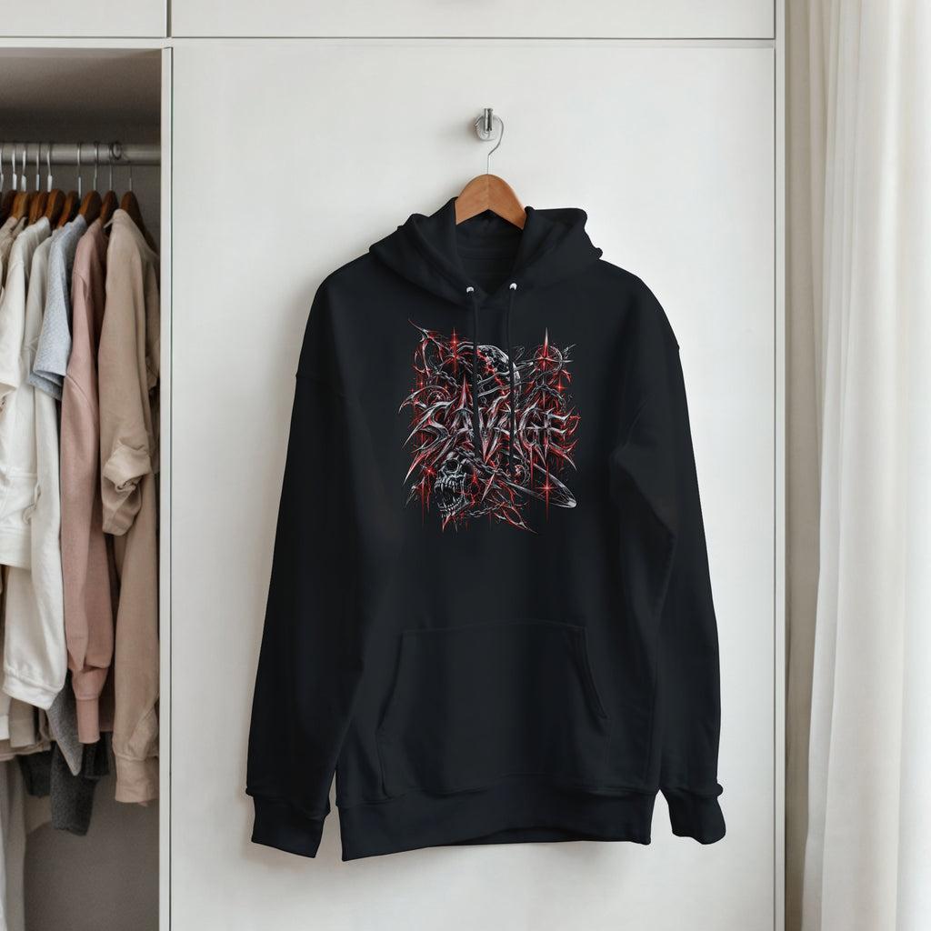SAVAGE Y2K Graphic Hoodie | Gothic Cyber Grunge Streetwear Pullover