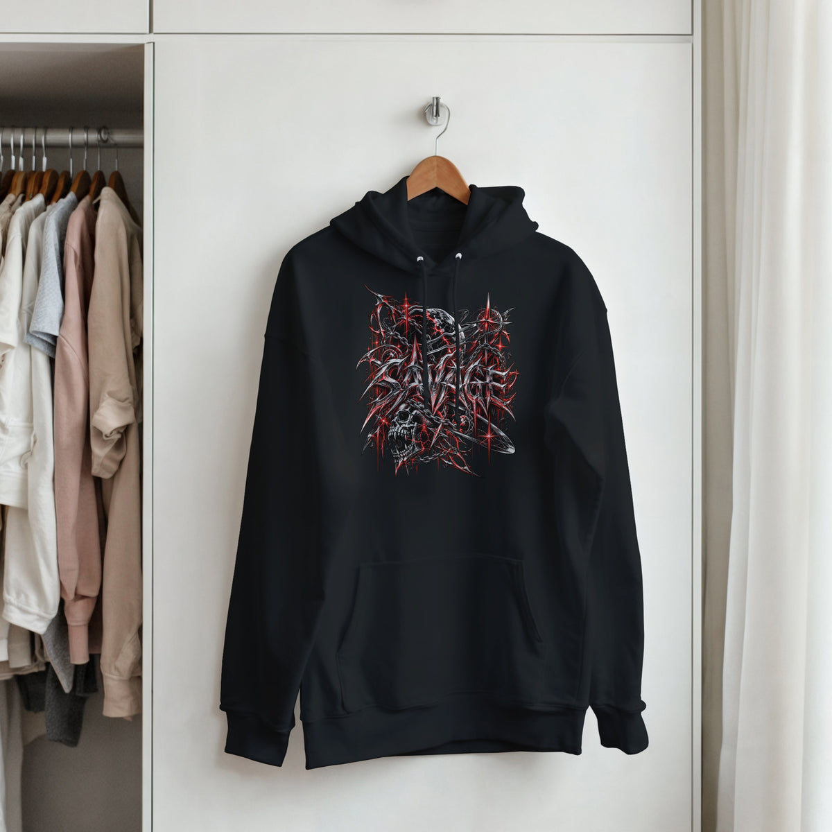 SAVAGE Y2K Graphic Hoodie | Gothic Cyber Grunge Streetwear Pullover