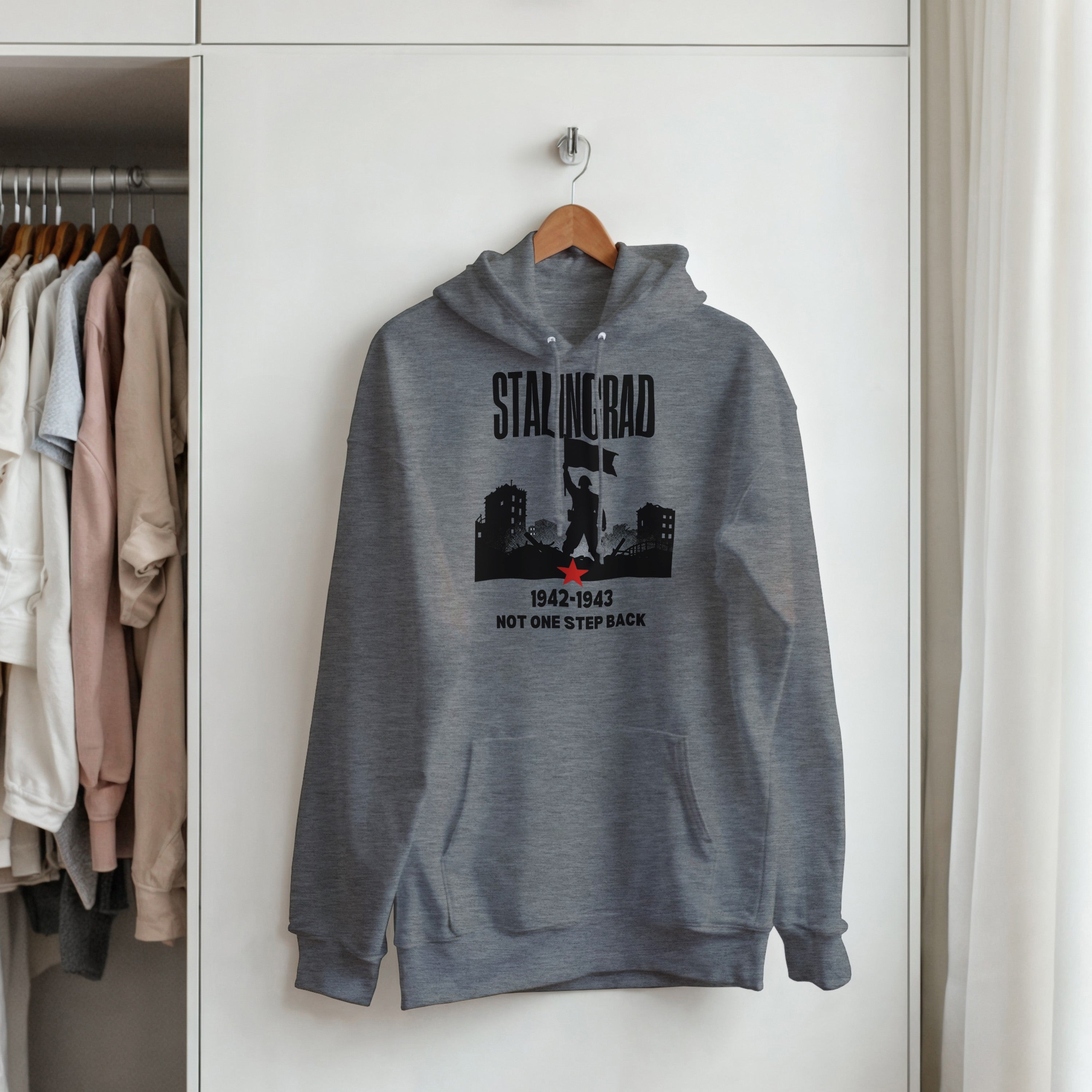 Stalingrad 1942 Hoodie | Soviet Military History Gift | Eastern Front Pullover | Not One Step Back Sweatshirt | WWII Graphic Streetwear