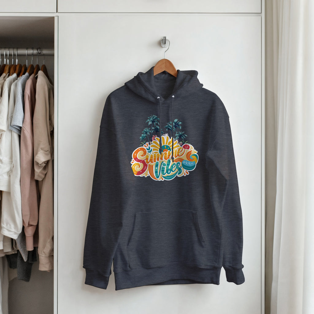 Summer Vibes Retro Palm Tree Hoodie | Beach Pullover | Vintage Sunset Aesthetic Gift