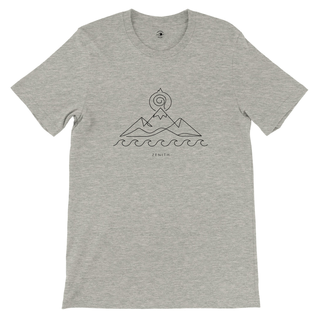 Zenith Minimalist Mountain and Ocean Graphic Tee | Premium Unisex Shirt | Modern Nature Line Art | Geometric Landscape | Summer Streetwear