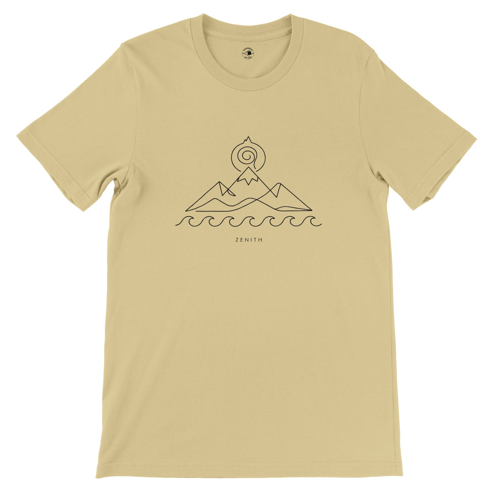 Zenith Minimalist Mountain and Ocean Graphic Tee | Premium Unisex Shirt | Modern Nature Line Art | Geometric Landscape | Summer Streetwear