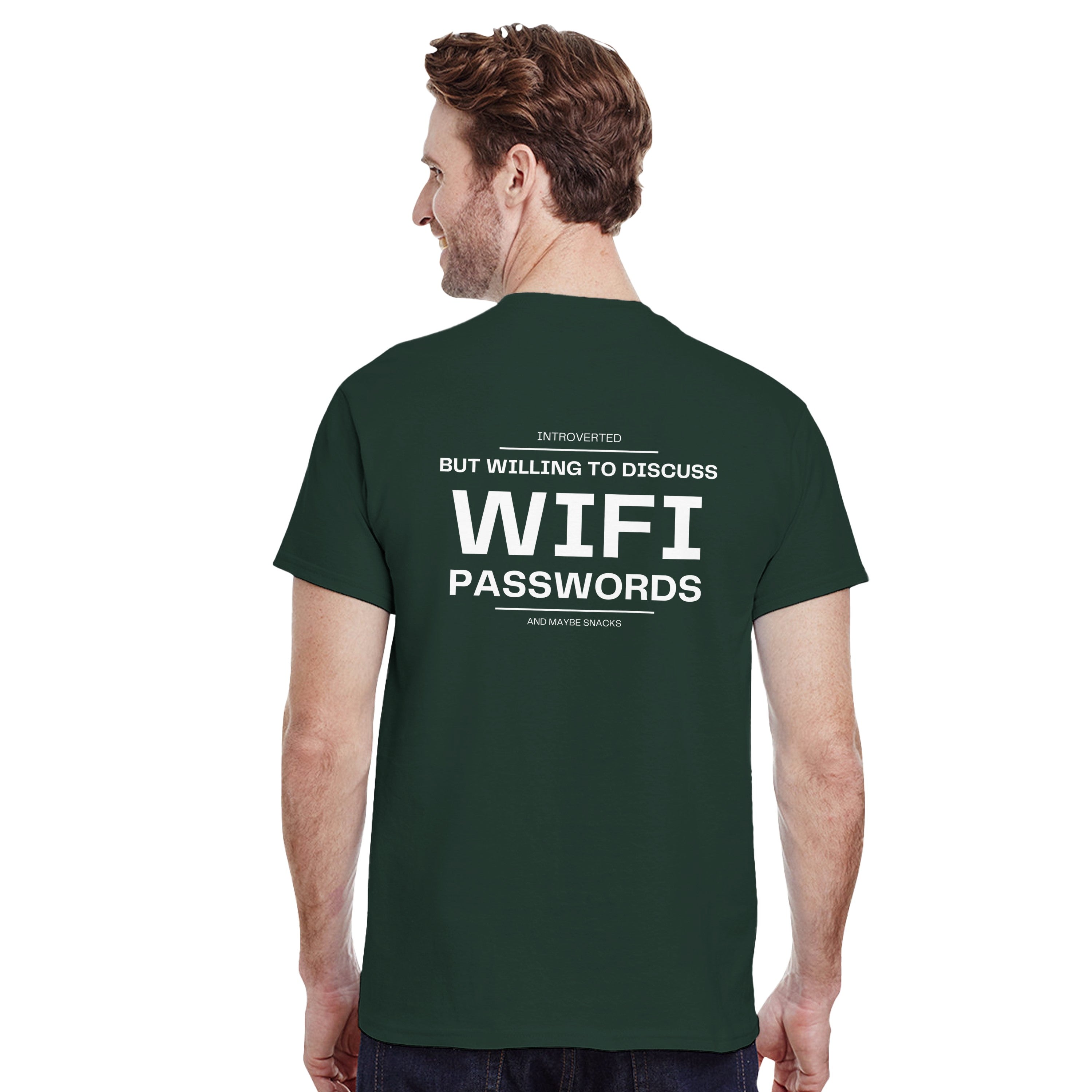 Introverted But Willing To Discuss WiFi Passwords Shirt | Funny Introvert Tee | Humor Gift | Geeky Gamer Gift | Sarcastic Slogan Apparel