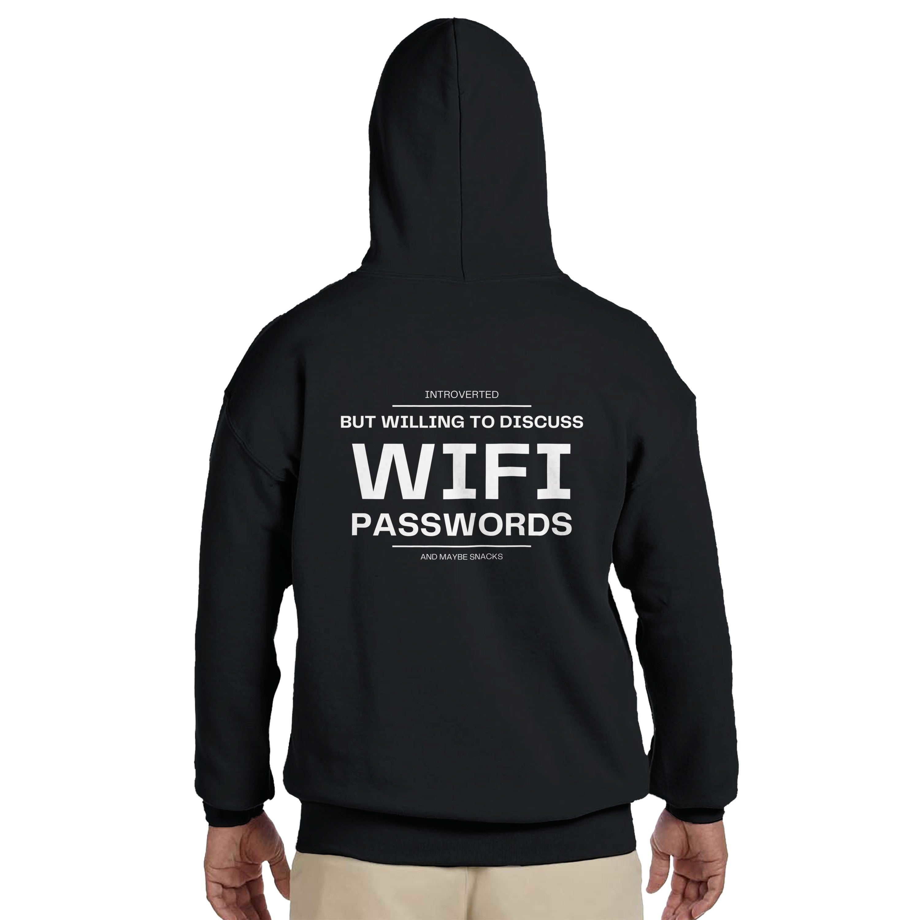 Introverted But Willing To Discuss WiFi Passwords Hoodie | Funny  Hooded Sweatshirt | Introvert Gift | Geeky Gamer Apparel | Sarcastic Gift