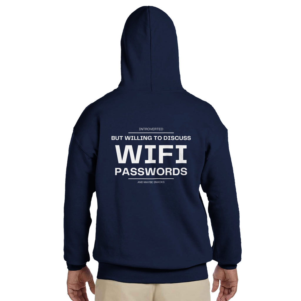 Introverted But Willing To Discuss WiFi Passwords Hoodie | Funny  Hooded Sweatshirt | Introvert Gift | Geeky Gamer Apparel | Sarcastic Gift