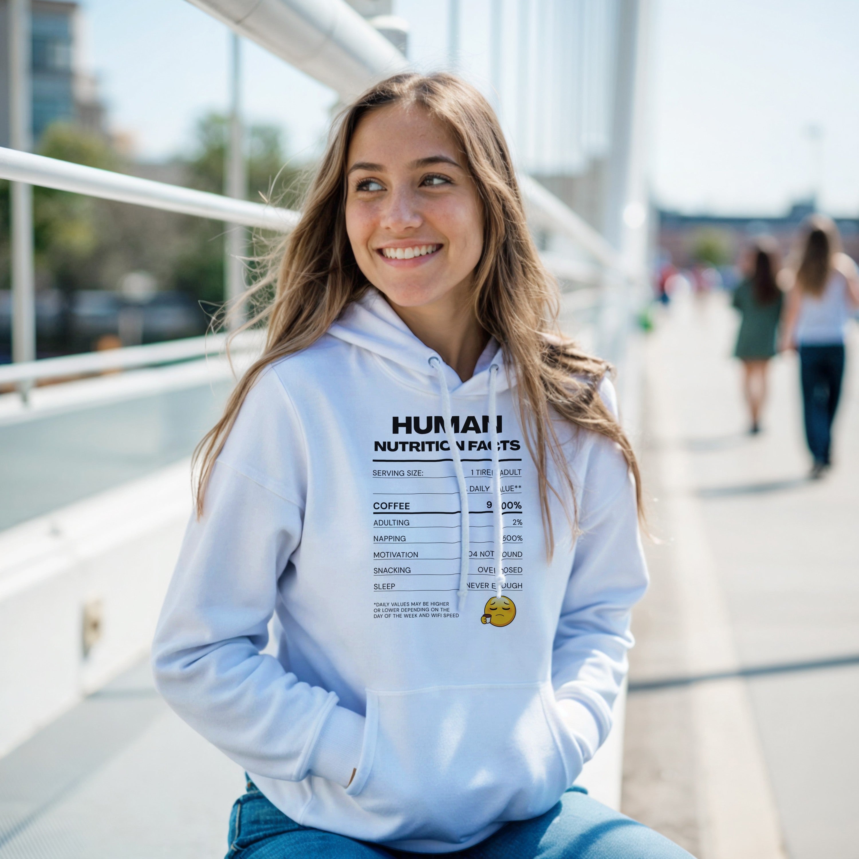 Human Nutrition Facts Hoodie | Funny Sarcastic Pullover | Coffee Addict Gift | Tired Adult Humour | Novelty Unisex Hoodie