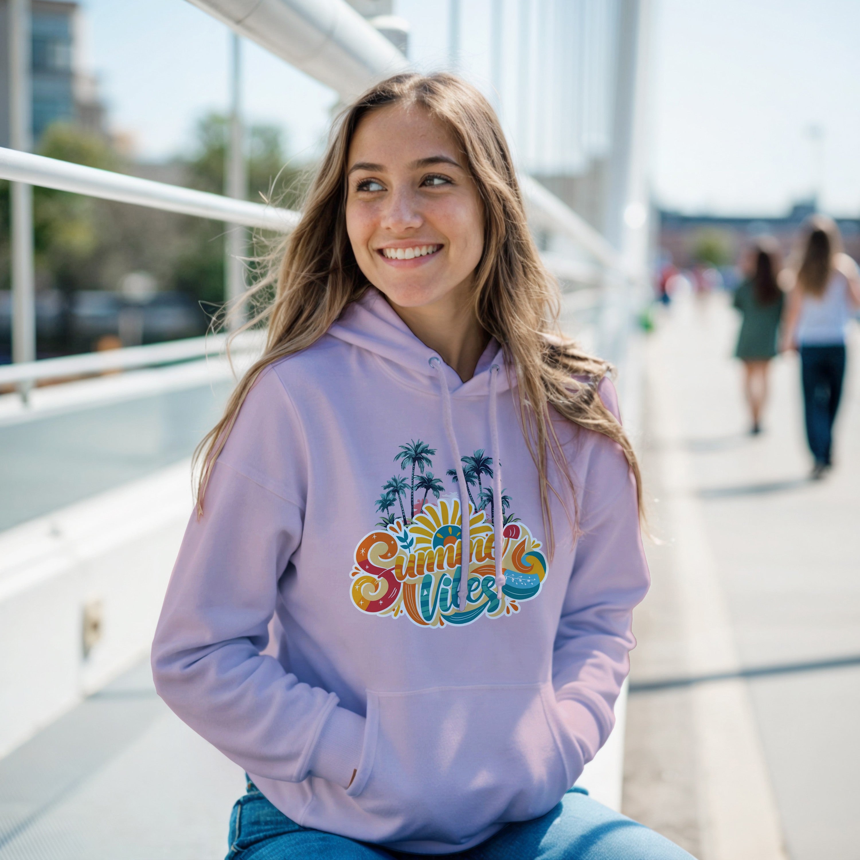 Summer Vibes Retro Palm Tree Hoodie | Beach Pullover | Vintage Sunset Aesthetic Gift