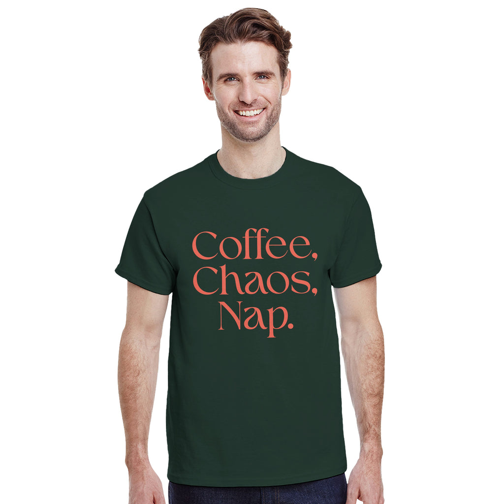 Coffee | Chaos | Nap | Minimalist Graphic Tee | Trendy Aesthetic Apparel | Unisex Streetwear Shirt | Cozy Loungewear | Unique Gift Idea